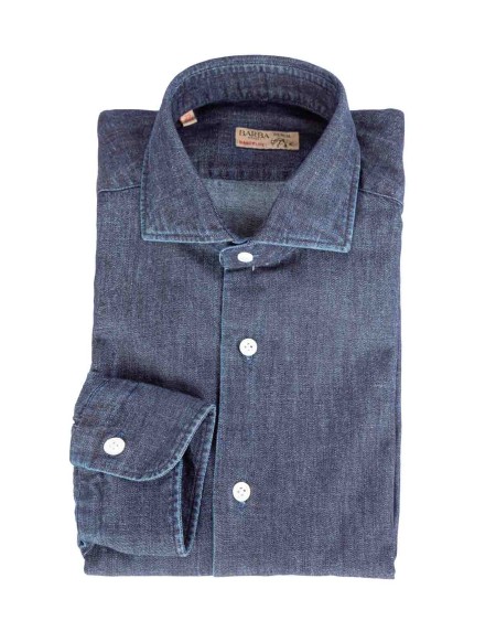 Shop BARBA  Shirt: Barba denim shirt. 
Italian collar.
Long sleeves.
Button closure.
Composition: 100% Cotton.
Made in Italy.. 36033 1 LI U02-D